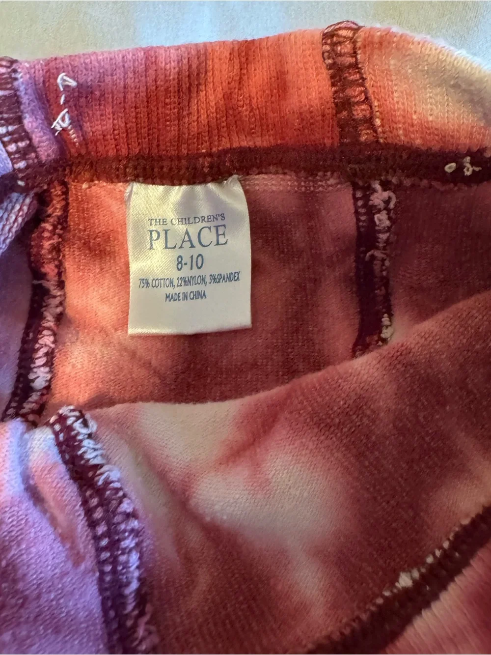 Retro The Children's Place Burgundy and Cream Tie-Dye Leggings